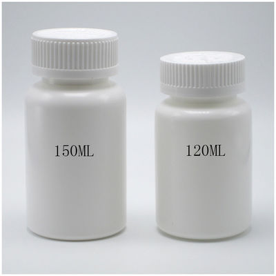 Bouteille en plastique PE ronde pour comprimé solide Capsule de stockage 150 ml Blanc