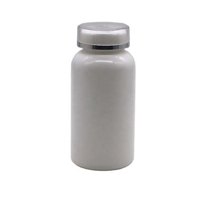 Bouteille de stockage de pilules en plastique HDPE de forme ronde de 200 ml avec couvercle et matériau PE