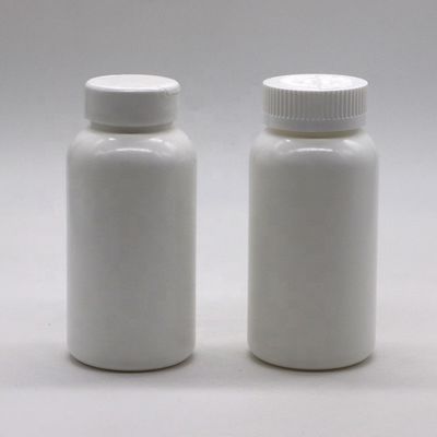 Bouteille de stockage de pilules en plastique HDPE de forme ronde de 200 ml avec couvercle et matériau PE