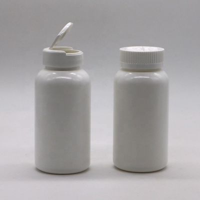 Bouteille de stockage de pilules en plastique HDPE de forme ronde de 200 ml avec couvercle et matériau PE