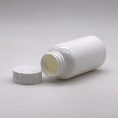 Bouteille de stockage de pilules en plastique HDPE de forme ronde de 200 ml avec couvercle et matériau PE