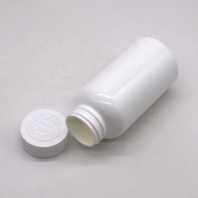 Bouteille de stockage de pilules en plastique HDPE de forme ronde de 200 ml avec couvercle et matériau PE