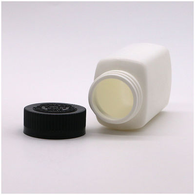 Capille à vis 120 ml HDPE en forme carrée, couleur personnalisée, contenant une bouteille de pilule vide