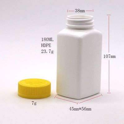 6OZ 180ml HDPE en forme carrée Comprimé Tablette Bouteille de médicament pour médecine Nutrition alimentaire