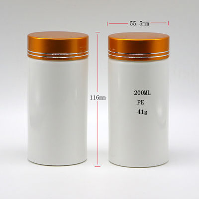 Pharmacie Bouteilles en plastique HDPE de 200 ml avec bouchon à vis et forme cylindrique droite