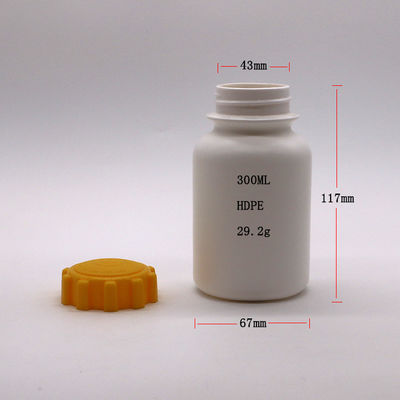 Bouteille de capsule en plastique rond HDPE de 300 cc avec bouchon à vis pour comprimé de complément médicamenteux