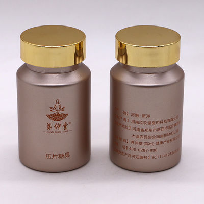 Pilule/capsule/tablette/poudre PET Bouteille en plastique glacé avec bouchon en or/argent