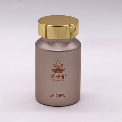 Pilule/capsule/tablette/poudre PET Bouteille en plastique glacé avec bouchon en or/argent