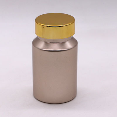 Pilule/capsule/tablette/poudre PET Bouteille en plastique glacé avec bouchon en or/argent