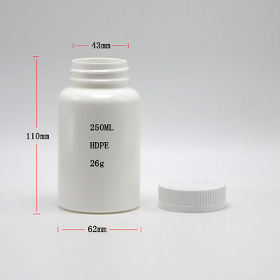 Bouteille en plastique HDPE à vis personnalisée 250 ml pour pilules de qualité médicale facile à ouvrir